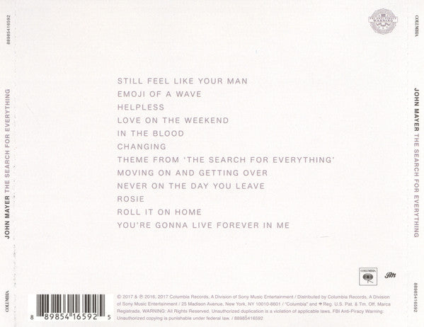 John Mayer : The Search For Everything (CD, Album)