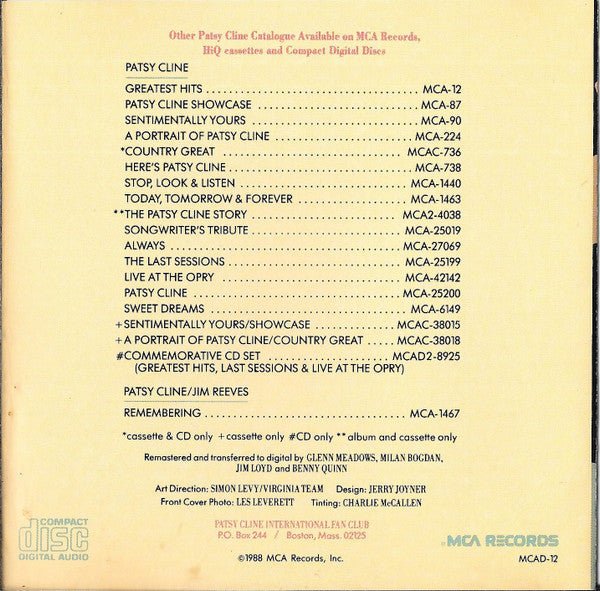 Patsy Cline : 12 Greatest Hits (CD, Comp, Club, RE)