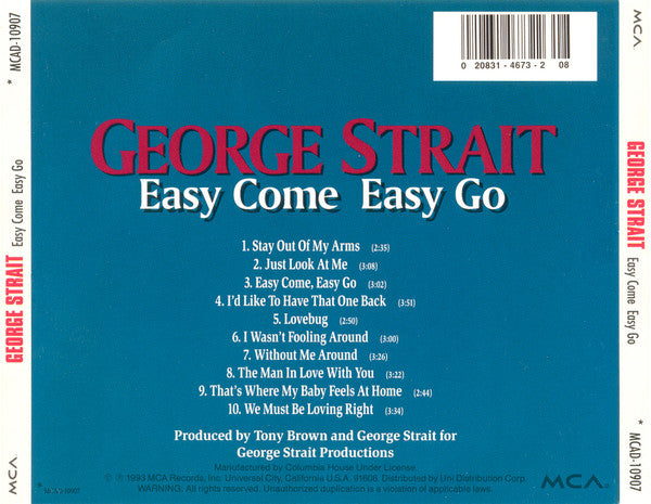 George Strait : Easy Come Easy Go (CD, Album, Club)