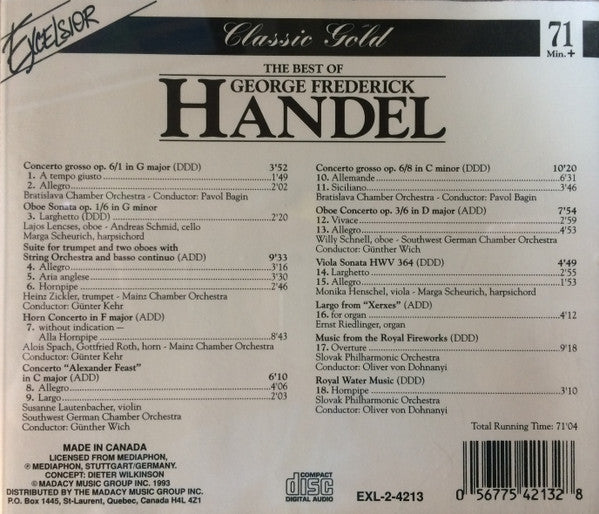 Georg Friedrich Händel : The Best Of George Frederick Handel (CD, Album)