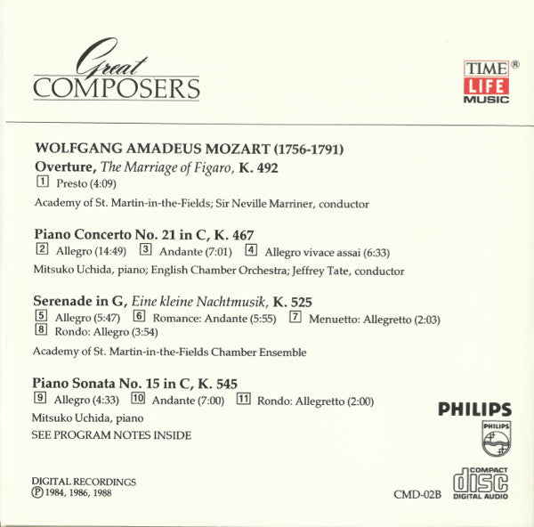 Wolfgang Amadeus Mozart, Various - Great Composers (CD) (VG+) - Endless Media