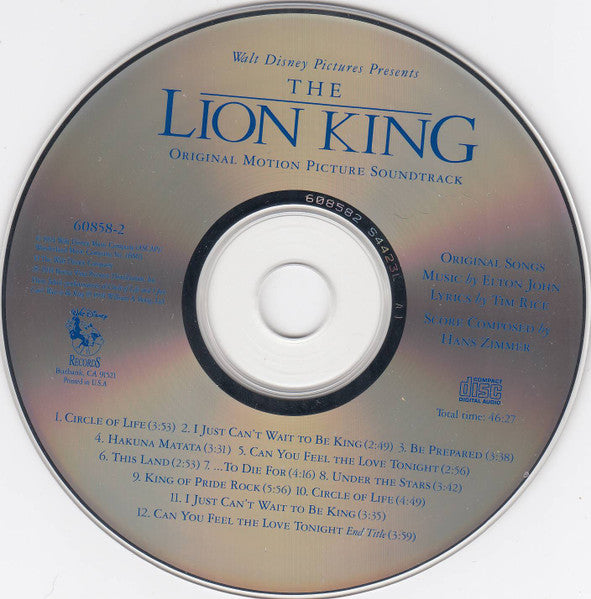 Various : The Lion King (Original Motion Picture Soundtrack) (CD, Album)