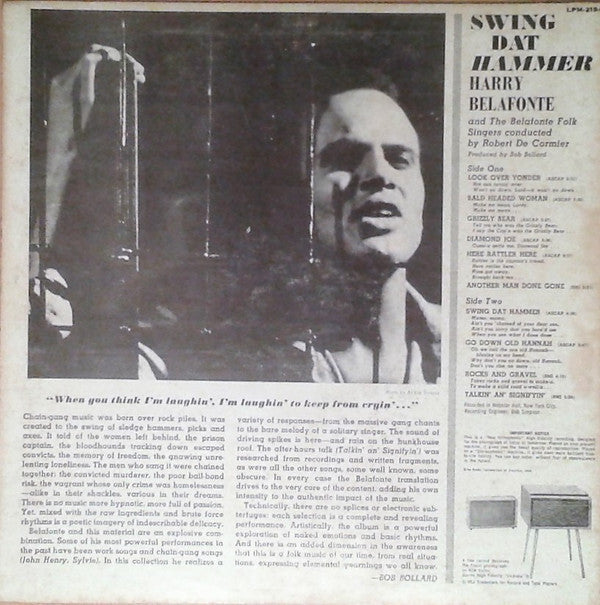 Harry Belafonte And The Belafonte Folk Singers Conducted By Robert DeCormier : Swing Dat Hammer (LP, Album, Mono)