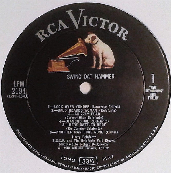 Harry Belafonte And The Belafonte Folk Singers Conducted By Robert DeCormier : Swing Dat Hammer (LP, Album, Mono)