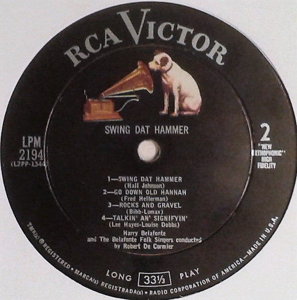 Harry Belafonte And The Belafonte Folk Singers Conducted By Robert DeCormier : Swing Dat Hammer (LP, Album, Mono)