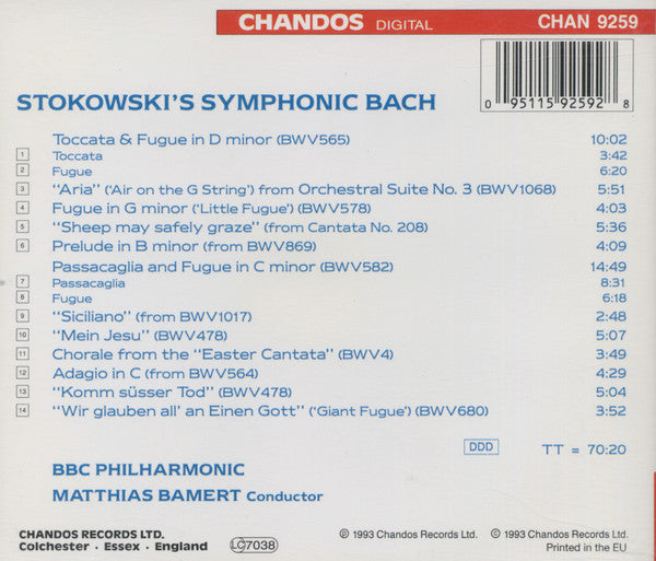 Johann Sebastian Bach - Matthias Bamert, BBC Philharmonic : Stokowski's Symphonic Bach (CD, Album)