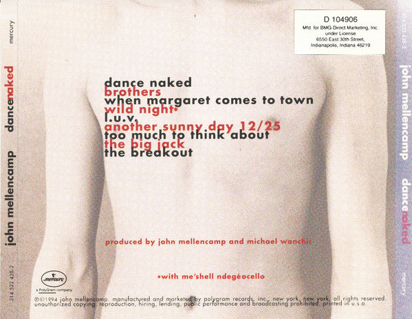 John Cougar Mellencamp : Dance Naked (CD, Album, Club)