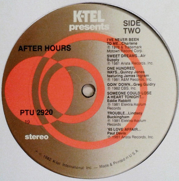 Various : After Hours - The Chart Soaring Hits of Today (LP, Comp, 19 )