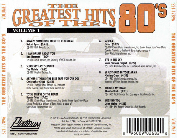 Various : The Greatest Hits Of The 80's - Turbo Mania (CD, Comp)