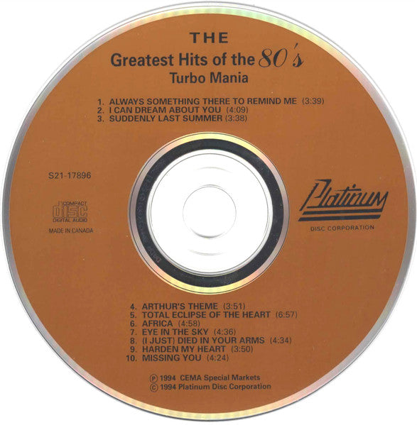 Various : The Greatest Hits Of The 80's - Turbo Mania (CD, Comp)