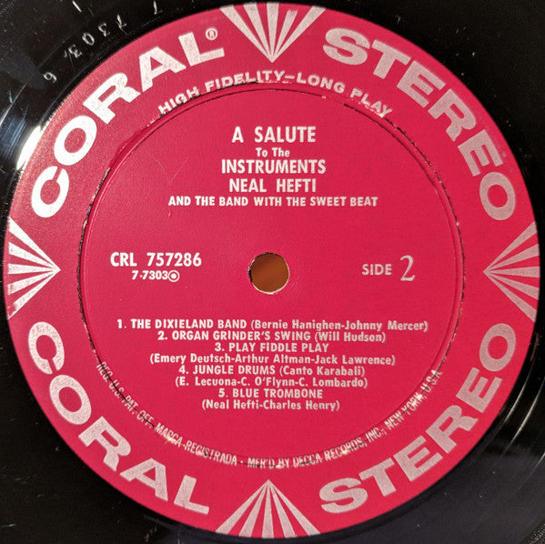 Neal Hefti And The Band With The Sweet Beat : A Salute To The Instruments (LP, Album)