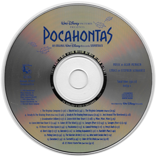 Alan Menken, Stephen Schwartz : Pocahontas (An Original Walt Disney Records Soundtrack) (CD, Album, RP, SRC)