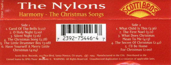 The Nylons : Harmony - The Christmas Songs (Cass, Album)
