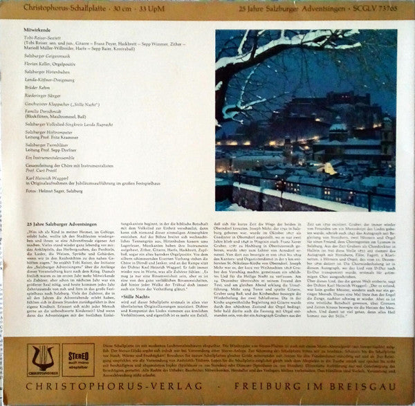 Various : 25 Jahre Salzburger Adventsingen Mit Allen Originalfassungen Von "Stille Nacht" Und Mit Lesungen Von Karl Heinrich Waggerl (LP)