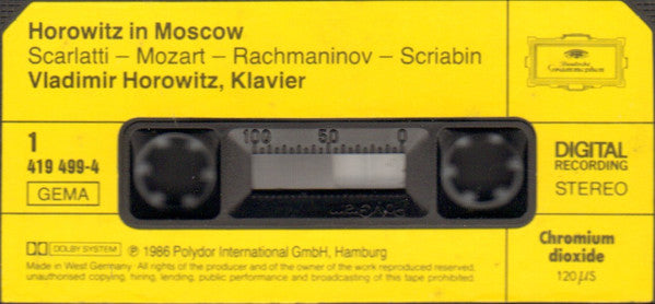 Vladimir Horowitz : Horowitz In Moscow (Cass, Album)