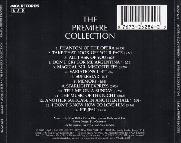 Andrew Lloyd Webber : The Premiere Collection The Best Of Andrew Lloyd Webber (The Original Recordings) (CD, Comp)