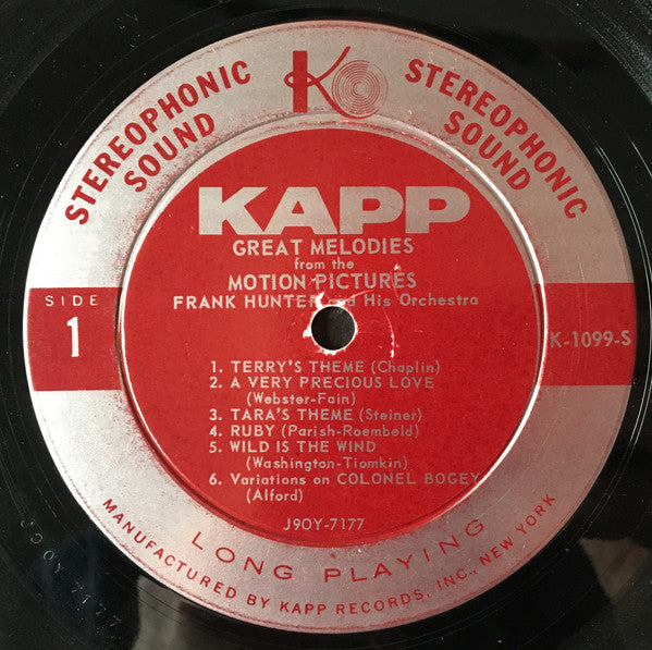 Frank Hunter And His Orchestra : Great Melodies From The Motion Pictures (LP)