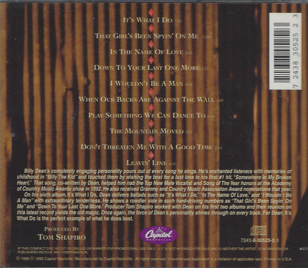 Billy Dean : It's What I Do (CD, Album)