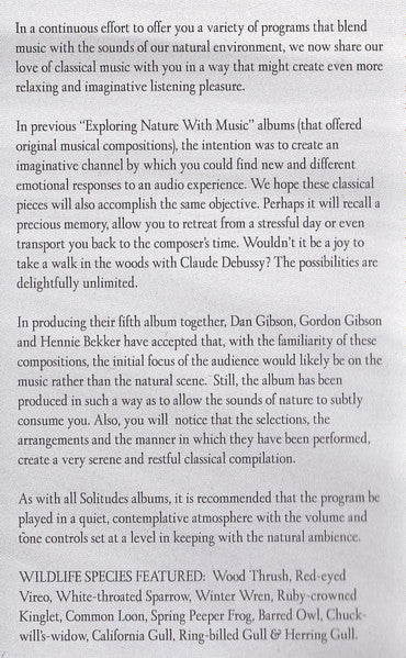 Dan Gibson / Johann Sebastian Bach, Ludwig van Beethoven, Frédéric Chopin, Claude Debussy, Edvard Grieg, Johann Pachelbel : Dan Gibson's Solitudes: The Classics (Cass, Album)