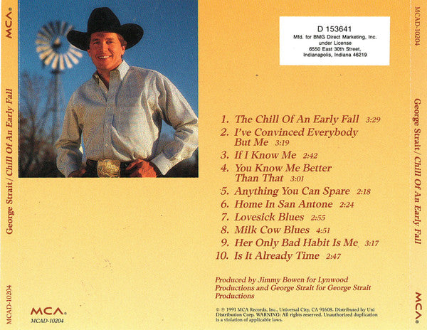 George Strait : Chill Of An Early Fall (CD, Album, Club)