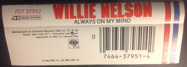 Willie Nelson : Always On My Mind (Cass, Album, Red)