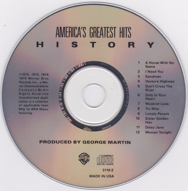 America (2) : History - America's Greatest Hits (CD, Comp, RE, RP)