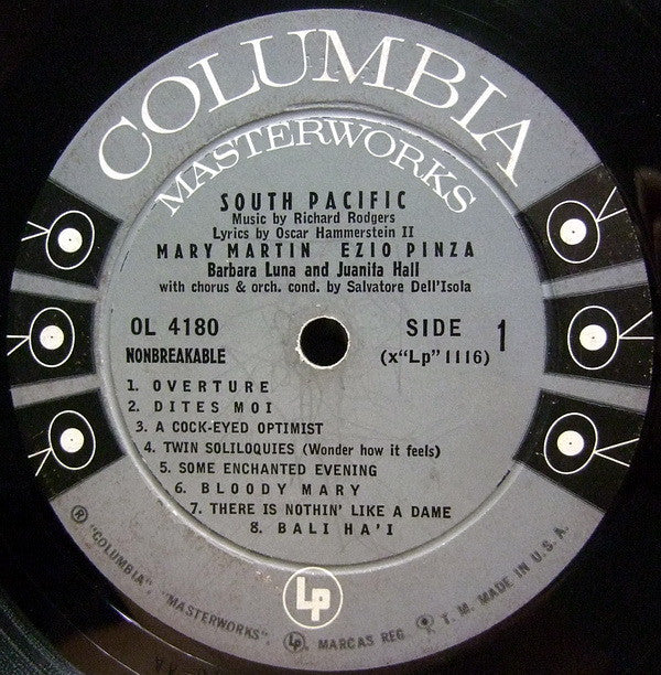Mary Martin, Ezio Pinza, Richard Rodgers, Oscar Hammerstein II With "South Pacific" Original Broadway Cast : South Pacific (LP, Mono, RE)