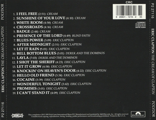Eric Clapton : The Cream Of Clapton (CD, Comp, Club, RE, RM)