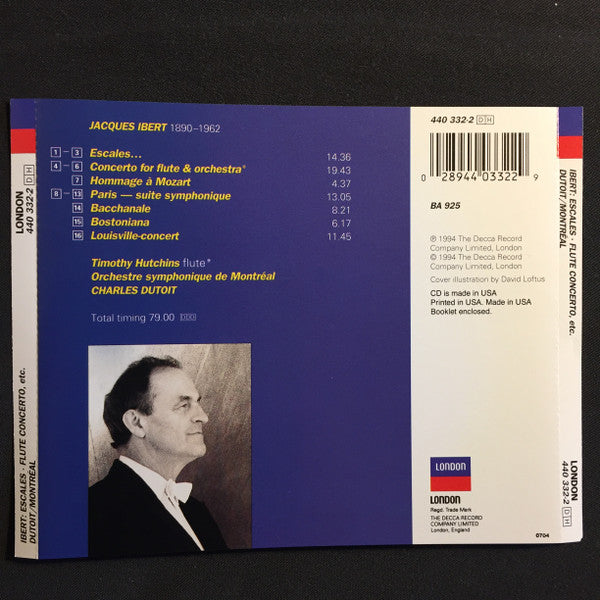 Jacques Ibert - Timothy Hutchins, Charles Dutoit, Orchestre Symphonique De Montréal : Escales · Flute Concerto · Paris · Bacchanale (CD, Album)
