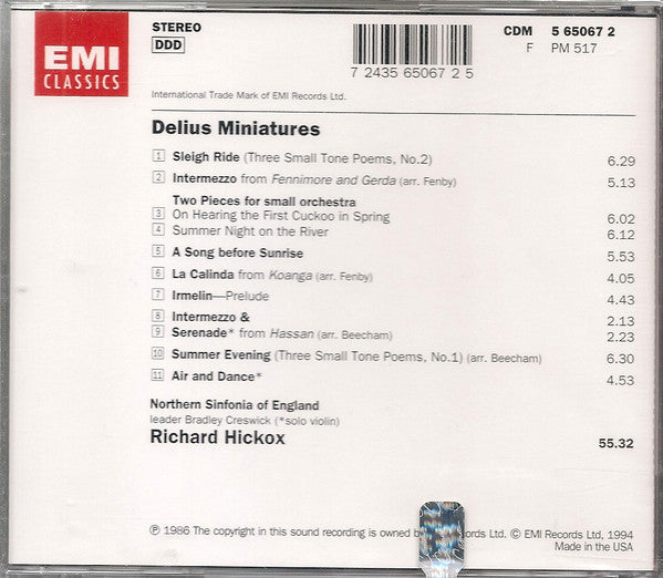 Frederick Delius, Northern Sinfonia, Richard Hickox : Miniatures (CD, RE)
