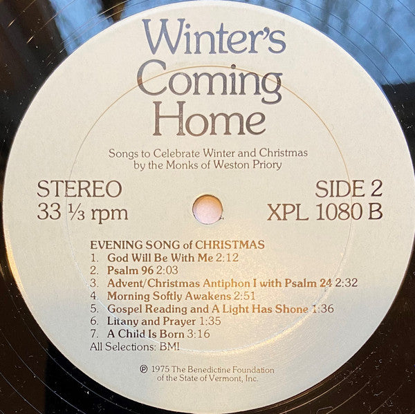 The Monks Of Weston Priory - Winter's Coming Home (LP) (VG) - Endless Media