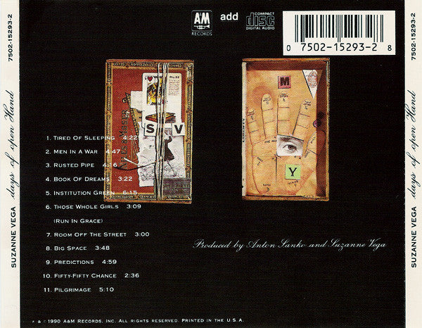 Suzanne Vega : Days Of Open Hand (CD, Album, RE)