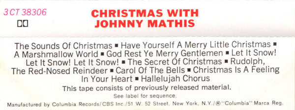 Johnny Mathis : Christmas With Johnny Mathis (Cass, Album, RE, Dol)