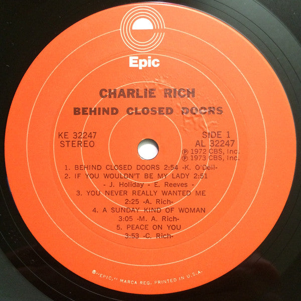 Charlie Rich : Behind Closed Doors (LP, Album, Ter)