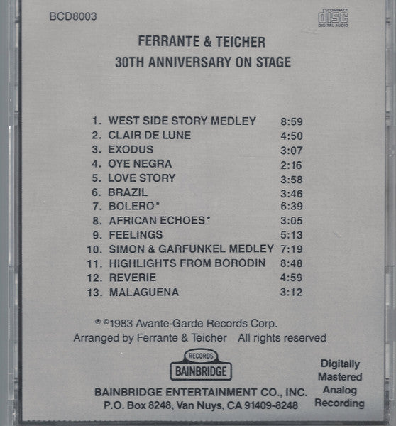 Ferrante & Teicher : 30th Anniversary On Stage (CD, Album, RM)