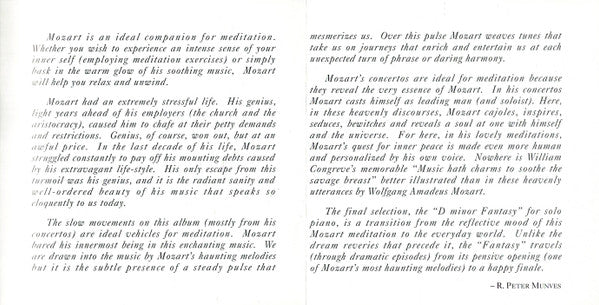 Wolfgang Amadeus Mozart : Mozart For Meditation - Quiet Music For Quiet Times (CD, Comp)