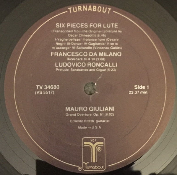 Ernesto Bitetti : Four Centuries Of Italian Guitar (LP)