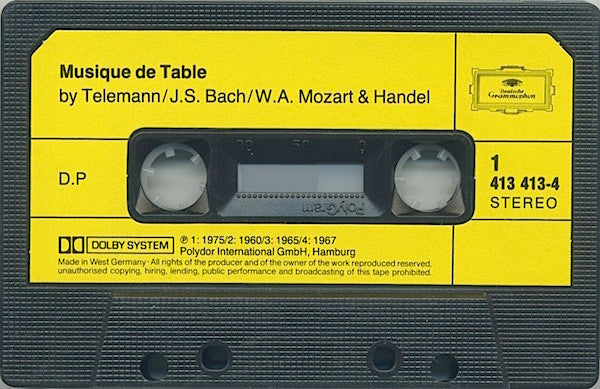 Georg Philipp Telemann, Johann Sebastian Bach, Wolfgang Amadeus Mozart, Georg Friedrich Händel, Antonio Vivaldi, Gioacchino Rossini : Musique De Table (Cass, Comp)