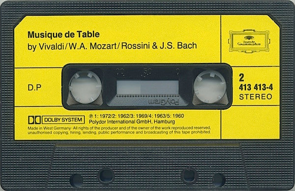 Georg Philipp Telemann, Johann Sebastian Bach, Wolfgang Amadeus Mozart, Georg Friedrich Händel, Antonio Vivaldi, Gioacchino Rossini : Musique De Table (Cass, Comp)