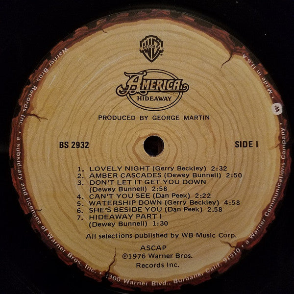 America (2) : Hideaway (LP, Album, Los)