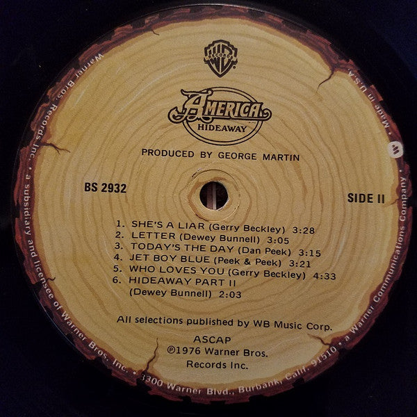 America (2) : Hideaway (LP, Album, Los)