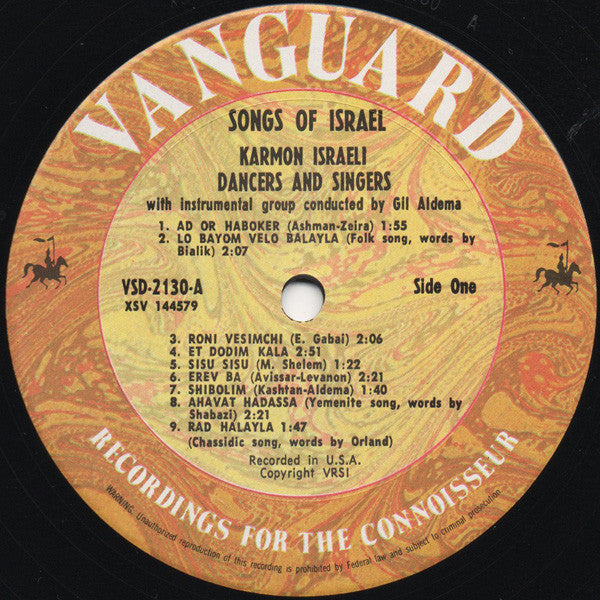 Karmon Israeli Dancers And Singers - Israel Sings! (LP) (VG) - Endless Media