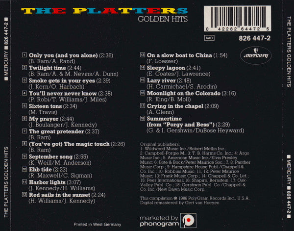 The Platters : Golden Hits (CD, Comp, RM)