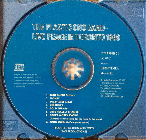 The Plastic Ono Band : Live Peace In Toronto 1969 (CD, Album, RE, RM, ims)