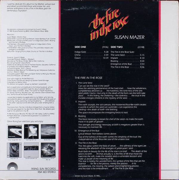 Susan Mazer - The Fire In The Rose (LP) (G+) - Endless Media