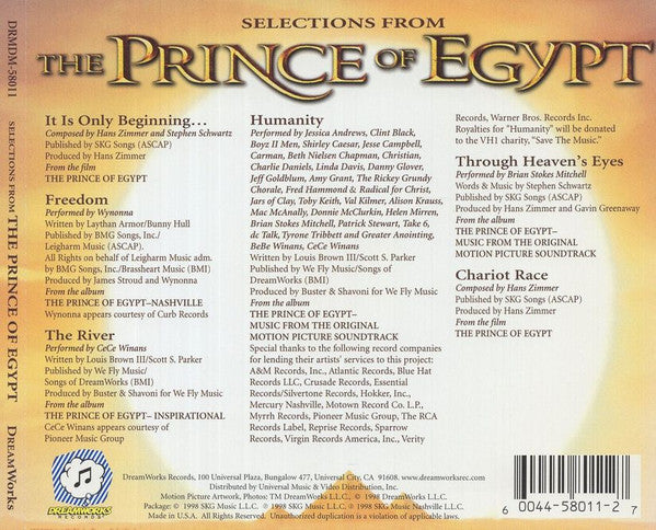 Various : The Prince of Egypt Collector's Edition Music CD (CD, Comp)