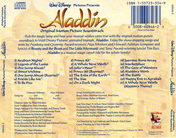 Alan Menken, Howard Ashman, Tim Rice : Aladdin (Original Motion Picture Soundtrack) (CD, Album)