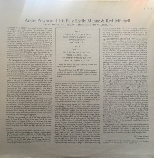 André Previn & His Pals - Modern Jazz Performances Of Songs From Pal Joey (LP) (VG) - Endless Media