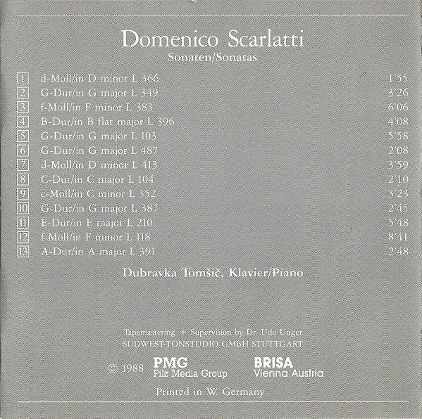Domenico Scarlatti - Dubravka Tomsic : Sonatas (CD, Album)