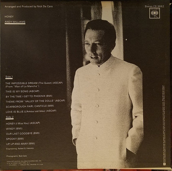 Andy Williams : Honey (LP, Album, Ter)